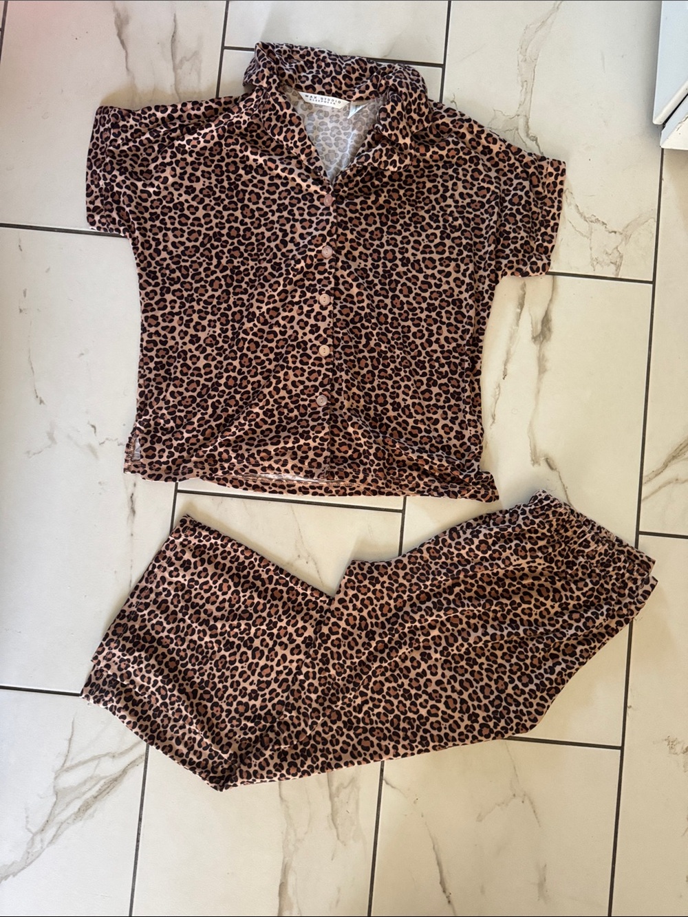 Max Studio Leopard-Print Sleepwear Top in Brown and Black